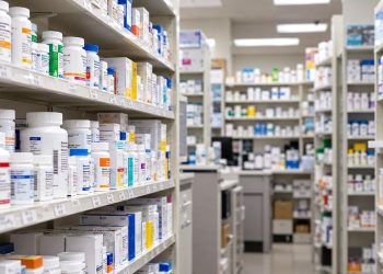 Pharmacy Aisle of Organized Medications