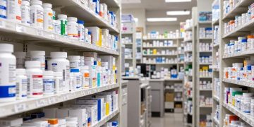 Pharmacy Aisle of Organized Medications